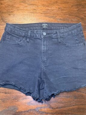 Just Black Denim Washed Black High Rise Frayed Cutoff Shorts Women’s Size 29
